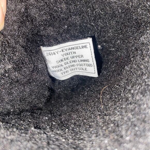 Bearpaw Evangeline Short Youth Sz 5 Suede Blk Boots Sheepskin Wool Lining 2414Y - Picture 9 of 9